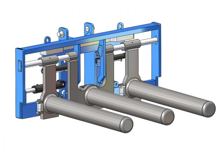 Eperon triple pour bobines d'acier